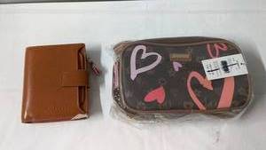lot 123 image: Set of 2 Accessories Brown Wallet and Heart Pattern Purse