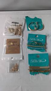 lot 141 image: Lot of 7 Fashion Jewelry Pieces Including Earrings and Bracelets