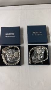 lot 144 image: Set of 2 Silver Bracelets with Decorative Design by KKJTDS