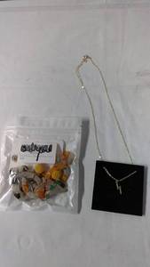 lot 148 image: Set of 4 Fashion Earrings and Lightning Bolt Necklace