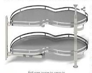 lot 176 image: VEVOR 2-Tier Slide-Out Pantry Shelf, Corner Cabinet Organizer