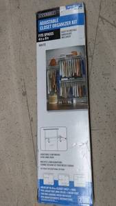 lot 185 image: Everbilt Adjustable Closet Organizer Kit - Fits Spaces 4ft to 6ft - White