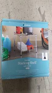 lot 189 image: Whitmor Supreme Stacking Shelf with Basket - Chrome