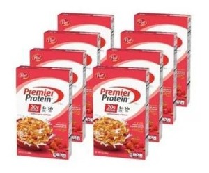 lot 197 image: Pallet of 18 Cases of Post Premier Protein Mixed Berry Almond Cereal (8.9 oz each)
