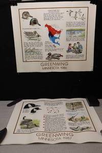 Collectible PostersDucks Unlimited Youth Program Greenwing Minnesota 1987 Canada Goose and 1986 Green-Winged Teal Duck By Artist Al Dornish