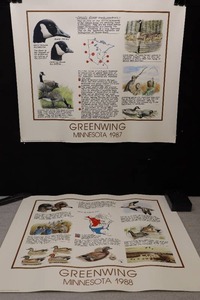 Collectible PostersDucks Unlimited Youth Program Greenwing Minnesota 1987 Canada Goose and 1988 Green-Winged Teal Duck By Artist Al Dornish