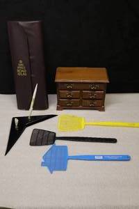Music Jewelry Box, Road Atlas, Advertising Fly Swatter, Ink Pen Display