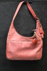 Vintage Coach Purse Shoulder Bag Red Pink Leather wTassel 