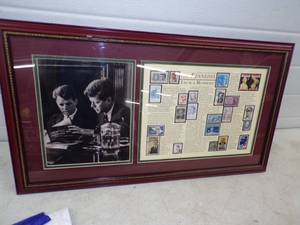 lot 8 image: The Kennedys Framed Postage Stamp of Jack and Robert