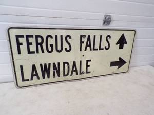 lot 107 image: Fergus Falls Lawndale Metal Sign