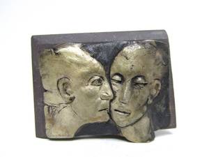 Modernist Signed Sterling Silver Brooch wFaces