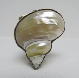 Large Sterling Silver &amp Genuine Shell Pendant