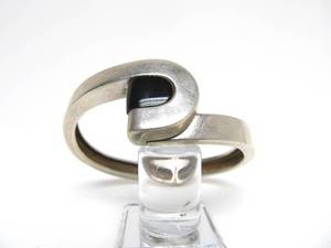 Sterling Silver &amp Onyx Signed Modernist Bracelet
