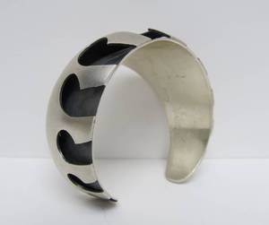 Wonderful Vintage Signed Sterling Silver Modernist Cuff Bracelet
