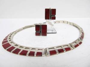Gorgeous Southwestern TAXCO Sterling Silver Necklace &amp Matching Earrings