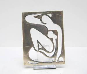 Large Modernist Nude Silhouette Sterling Silver Brooch&nbsp