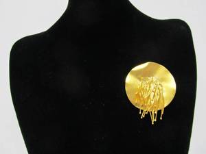 Sculptural Vintage Gilt 3D Brooch by Izabel Lam