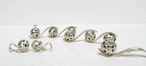 Great Looking Brushed Sterling Silver Modernist Pierced Ball Matching Bracelet &amp Earring Set