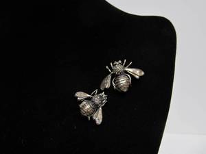 Pair (2) Heavy Vintage Sterling Silver Taxco Bumble Bee Brooches