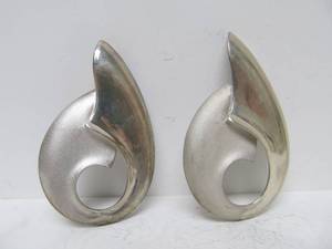 Pair (2) Signed KBH Sculptural Heavy Sterling Silver Brooches&nbsp