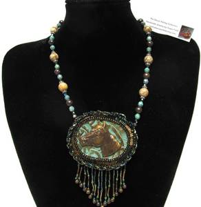 Devon Ashley Collection Handmade Beaded Horse Pendant Necklace by Susan Field&nbsp