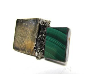 Vintage Twin Cities Jewelry Maker LaDes Glanzer Sterling Silver &amp Malachite Brooch&nbsp