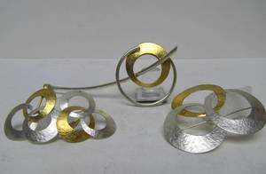 Excellent Group of 3 Vintage Modernist LA REESE Sterling Silver Brooches&nbsp