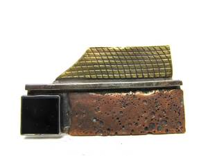 Vintage Twin Cities Jewelry Maker Duke Klassen Brutalist Sterling Silver Copper &amp Brass Brooch