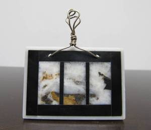 Carved Inlaid Rectangular Stone Pendant&nbsp