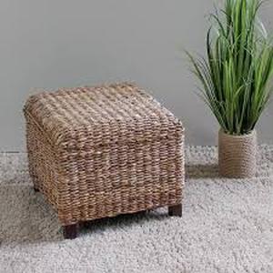 Arizona Abaca Square Cushioned Top Stool with Mahogany Feet  Customer Returns See Pictures