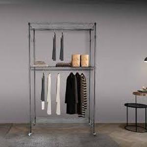 Black Carbon Steell Clothes Rack 17.7 in. W x 79 in. H   Customer Returns See Pictures