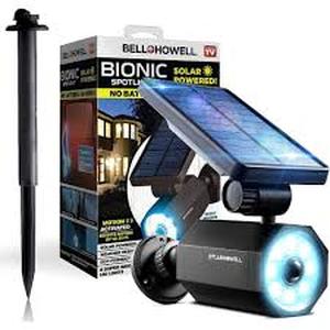 Lot of Bell  Howell 4-Watt Solar Powered Motion Activated Integrated LED Black Outdoor Bionic Spotlight Night Light  Customer Returns See Pictures