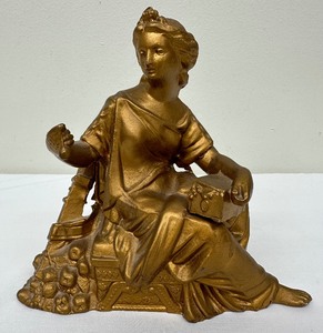 lot 173 image: Antique American Statue Seated Roman Woman Clock Topper Made by AMWF & Co NY