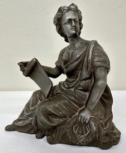 lot 102 image: Antique American Statue Seated Roman Male Clock Topper