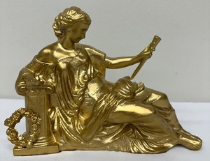 lot 20 image: Antique Statue of Lounging Roman Woman Clock Topper