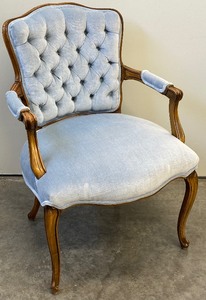 lot 137F image: Light Blue Crushed Velvet Arm Chair with Tufted Back