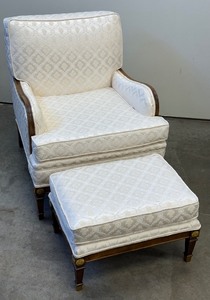 lot 109F image: Lovely Vintage Upholstered Chair with Ottoman