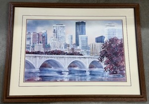 lot 114A image: Downtown Minneapolis Print by Lou Roman- 1987 - Signed and Numbered (260900)