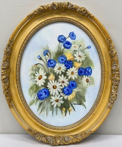 lot 89A image: Original Floral Oil Painting by K. Herman - Signed