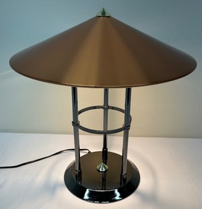 lot 146L image: Post Modern Metal Lamp with Copper Color Metal Shade