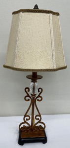 lot 198L image: Small Decorative Metal and Acrylic Table Lamp with Shade
