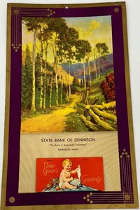 lot 83 image: R. Atkinson Fox Print on 1936 State Bank of Dennison Calendar