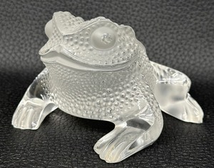 lot 25 image: Lalique Gregoire Crystal Frosted Clear Frog Figurine