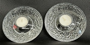 lot 118 image: Orrefors Crystal Art Glass Discuss Votive Candle Holders - Set of Two