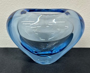 lot 60 image: Lutken Holmegaard Provincial Blue Scandinavian Glass Vase