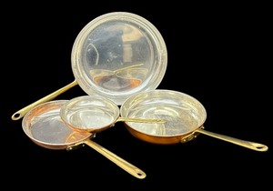 lot 90 image: Four Copral Copper Skillets  Copral Cookware