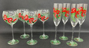 lot 242 image: Lovely Lenox  For the Holiday Wine Glasses and Flutes