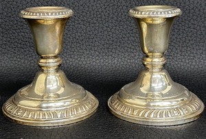 lot 87C image: Pair of Vintage Sterling Silver Candlesticks by Frank Whiting & Co - Weighted