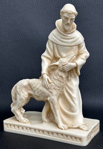 lot 178C image: St. Francis and Wolf Statue - Made of Resin