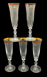 lot 197 image: Kensington Gold Rimmed Fluted Stemware